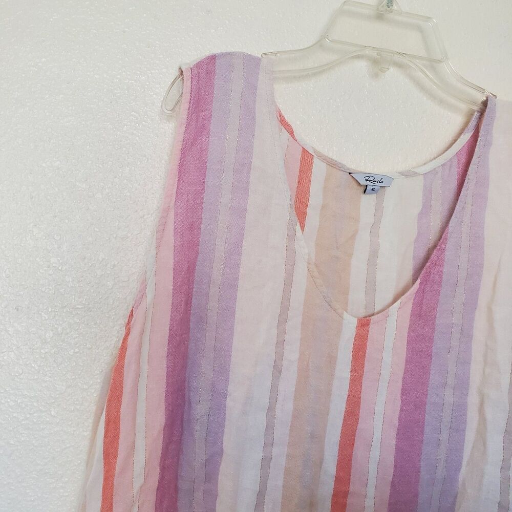 Rails Mira Juliette Striped Peplum Tank Top Size XL Sleeveless V Neck Multicolor - Picture 3 of 16
